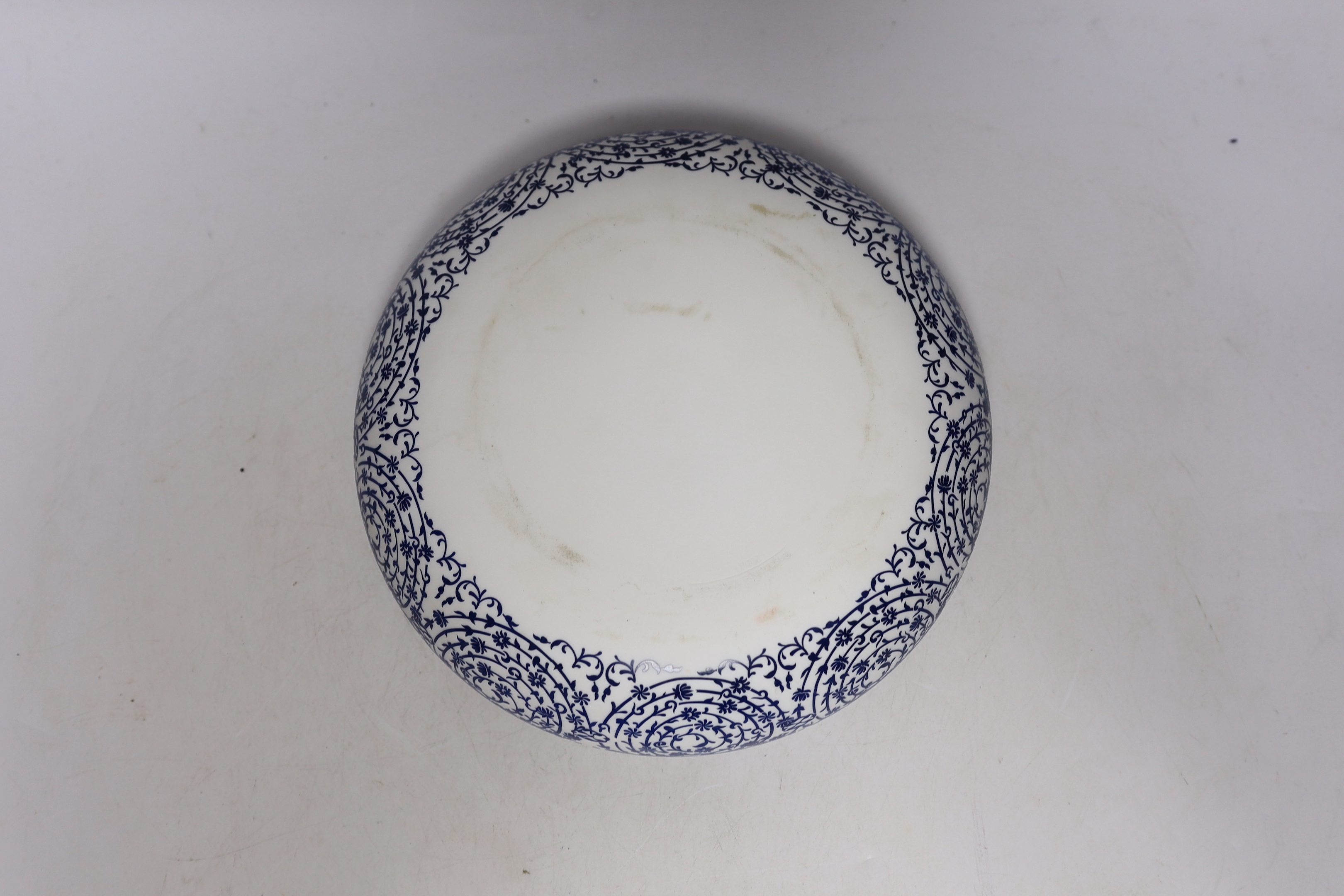 A limited edition Turkish blue and white bowl with certificate, 24cm in diameter